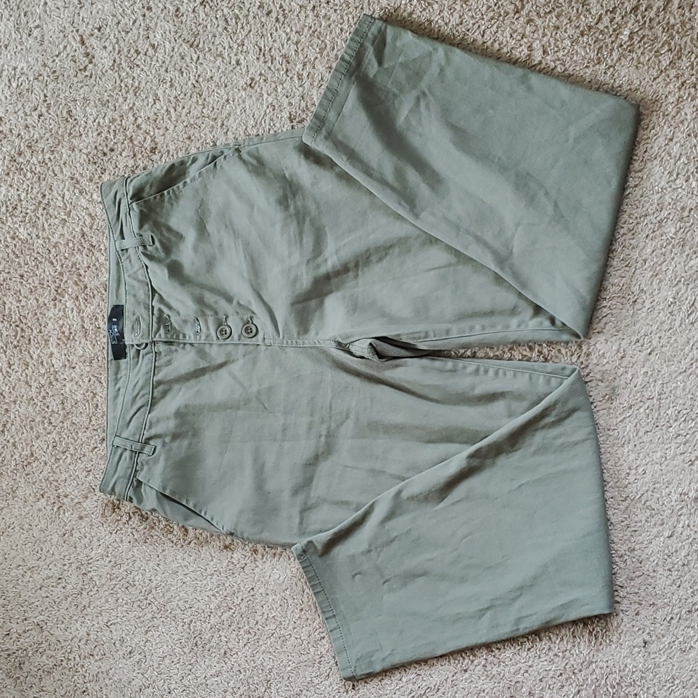 Sage green cotton pants with button closure